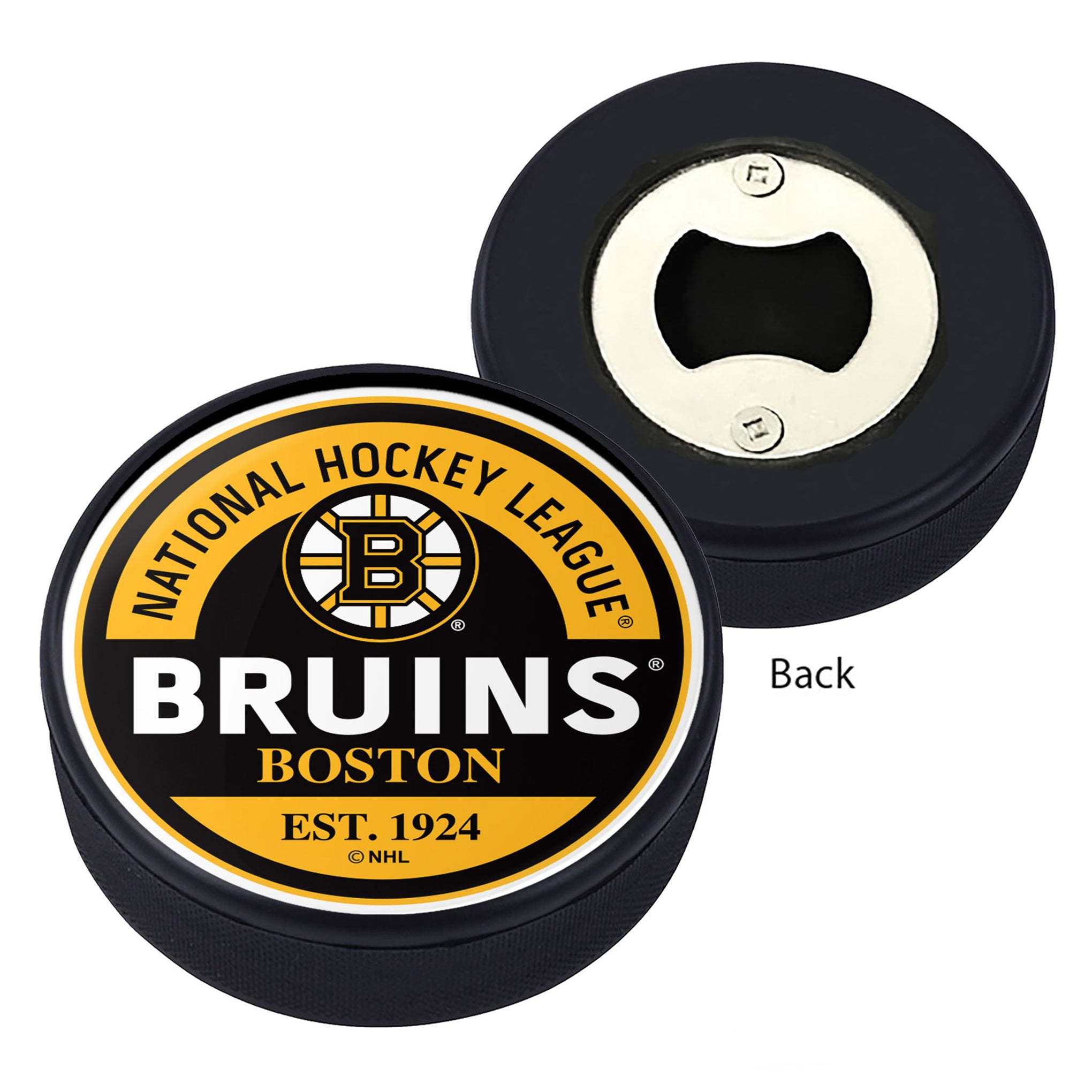 NHL Boston Bruins Block Puck Bottle Opener