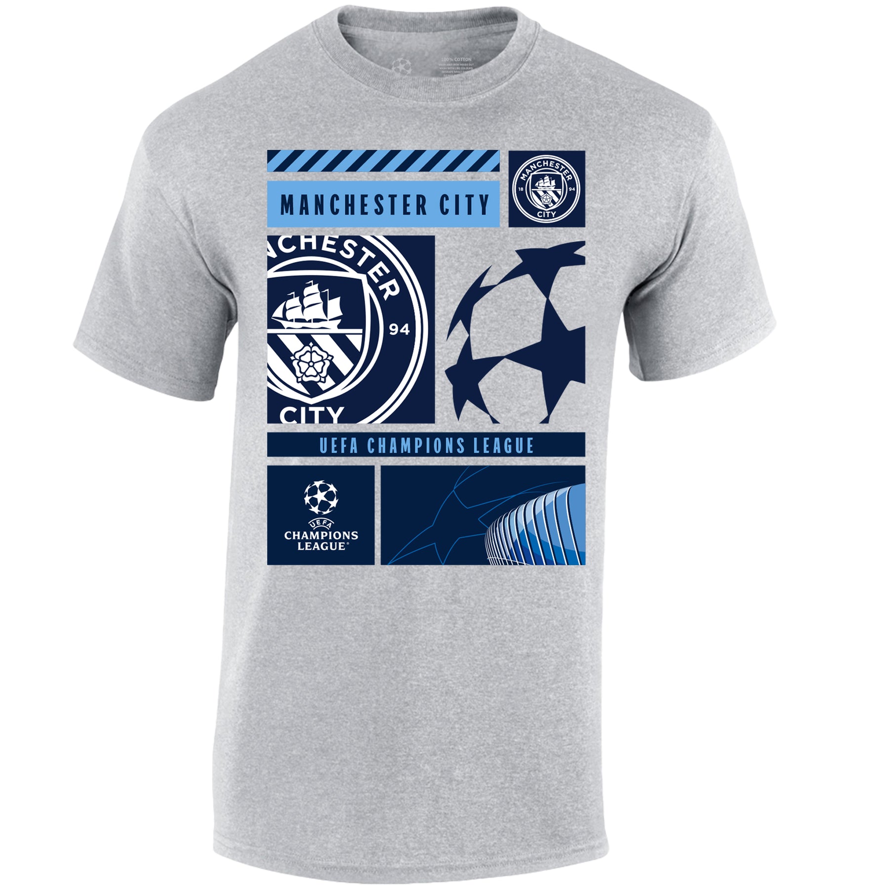 Champions League Manchester City Collage T-Shirt Grey
