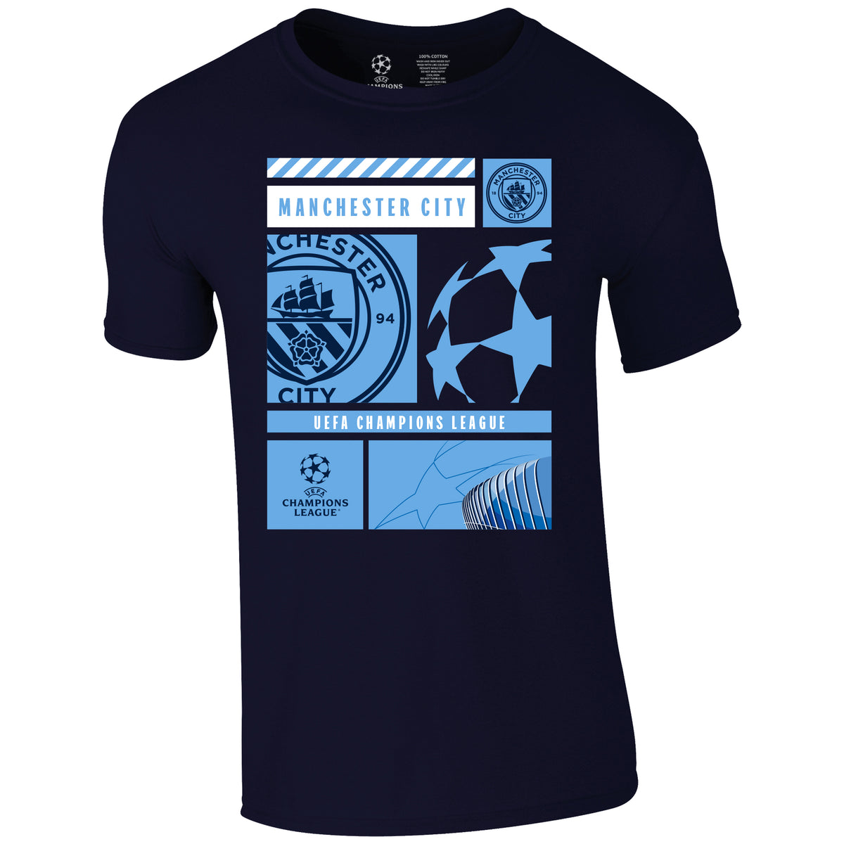 Champions League Manchester City Collage T-Shirt Navy