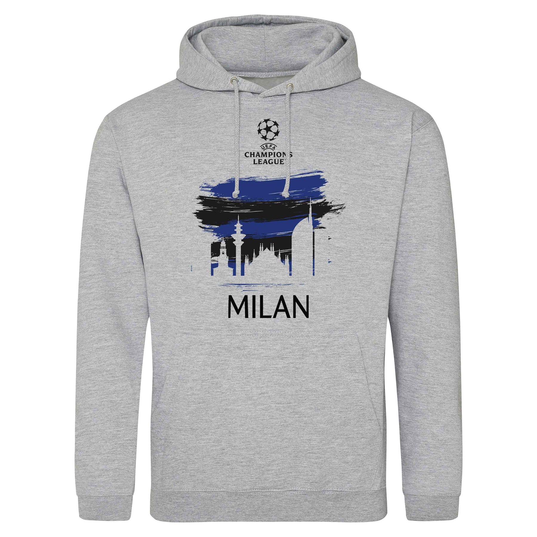 Champions League Milan City Blue Painted Skyline Hoodie Grey