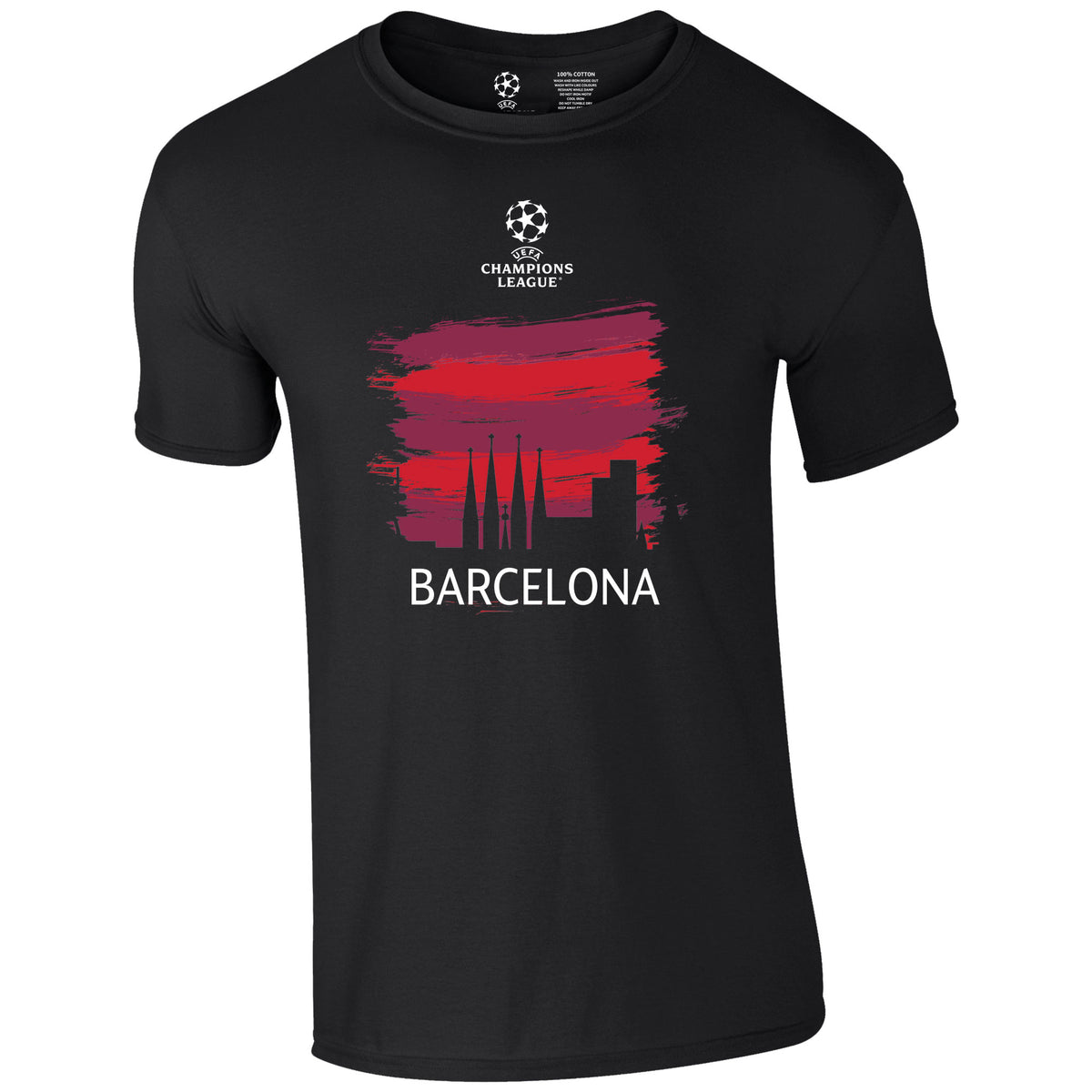 Champions League Barcelona City Painted Skyline T-Shirt Black
