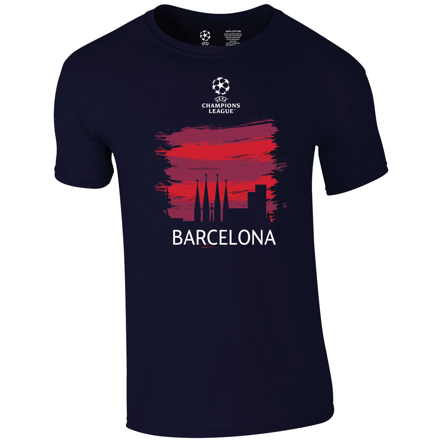 Champions League Barcelona City Painted Skyline T-Shirt Navy