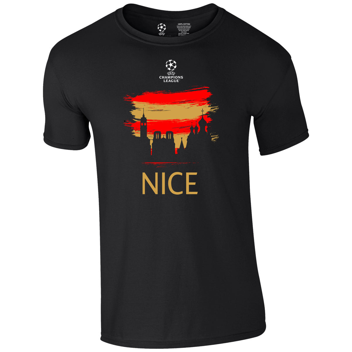 Champions League Nice City Painted Skyline T-Shirt Black