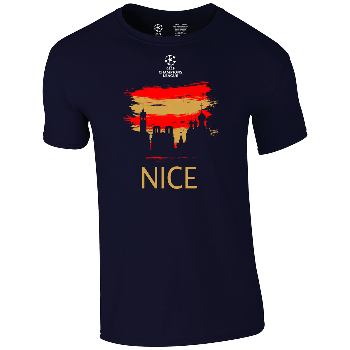 Champions League Nice City Painted Skyline T-Shirt Navy