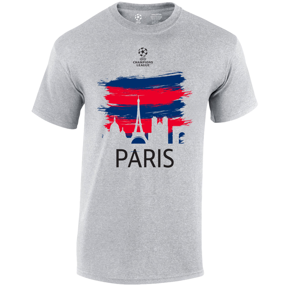 Champions League Paris City Painted Skyline T-Shirt Grey