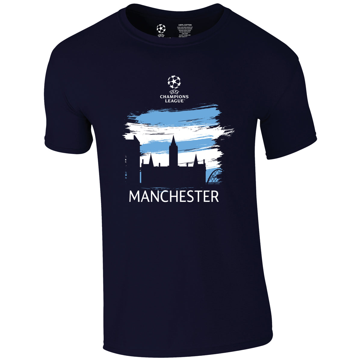 Champions League Manchester City Painted Skyline T-Shirt Navy