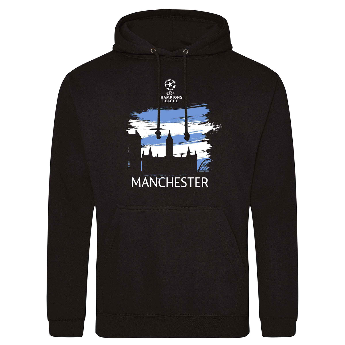 Champions League Manchester City Painted Skyline Hoodie Black