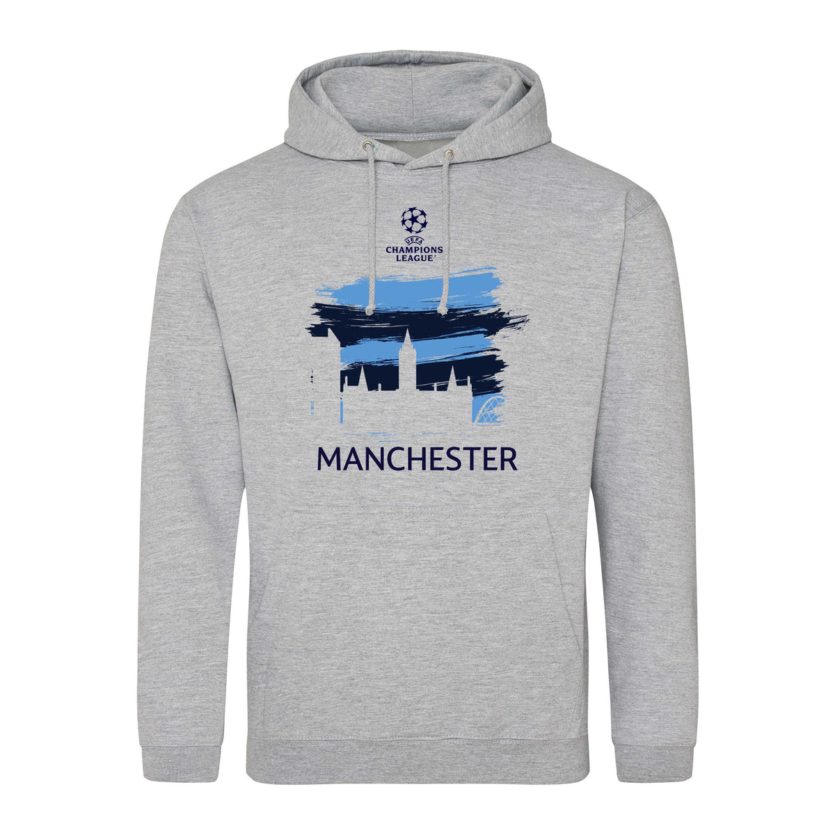 Champions League Manchester City Painted Skyline Hoodie Grey