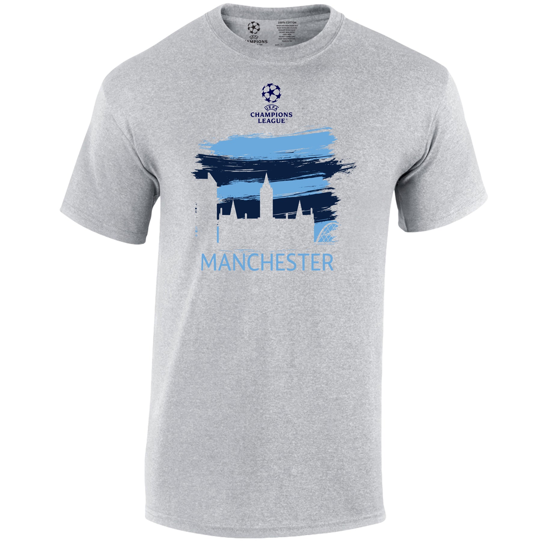 Champions League Manchester City Painted Skyline T-Shirt Grey