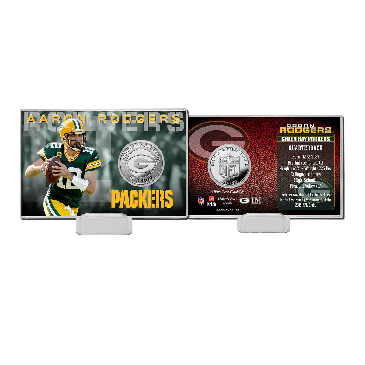Aaron Rodgers (Packers) Player Silver Mint Coin in Presentation Display
