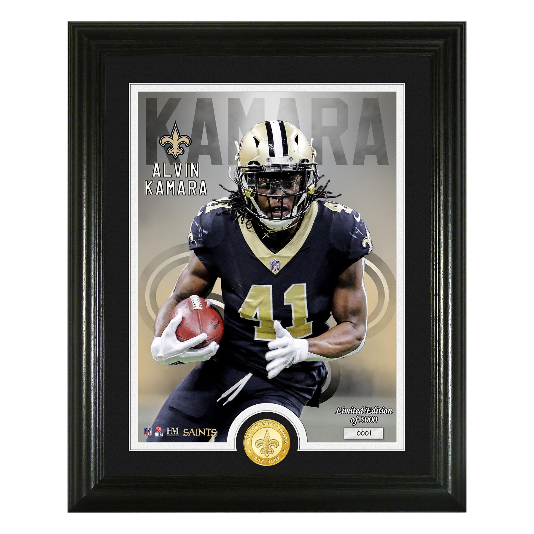 NFL Alvin Kamara (Saints) Player Coin in Framed Photo
