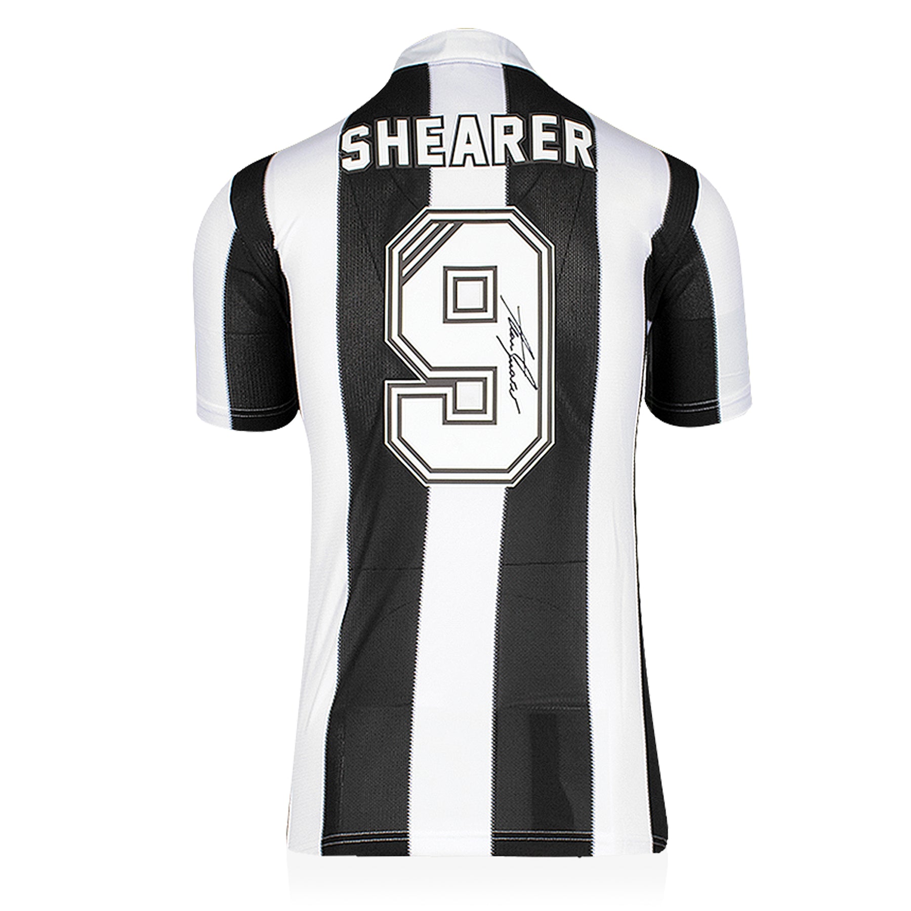 Alan Shearer Newcastle United Retro Home Shirt With Back Signed