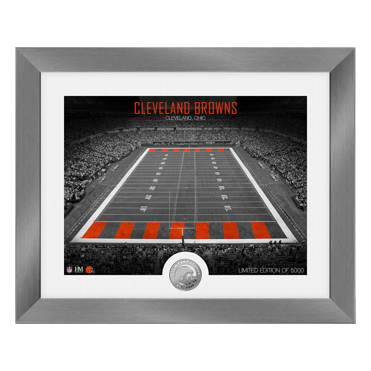 Cleveland Browns Art Deco Stadium Silver Coin in Framed Photo