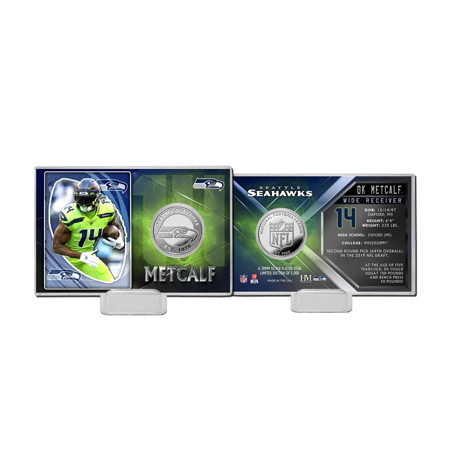 D.K. Metclaf (Seahawks)  Player Silver Mint Coin in Presentation Display