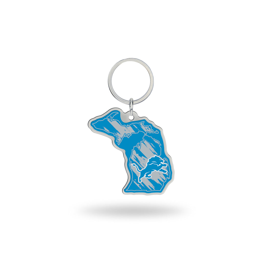 Detroit Lions State Shape Keychain