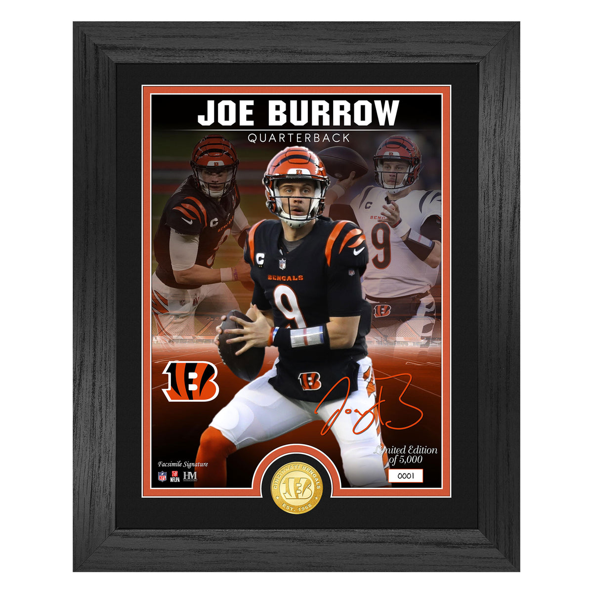 Joe Burrow (Bengals) Player Coin in Framed Photo
