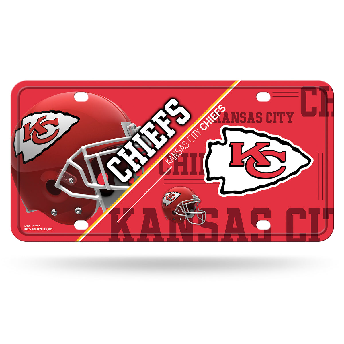 Kansas City Chiefs Split Design Metal License Plate