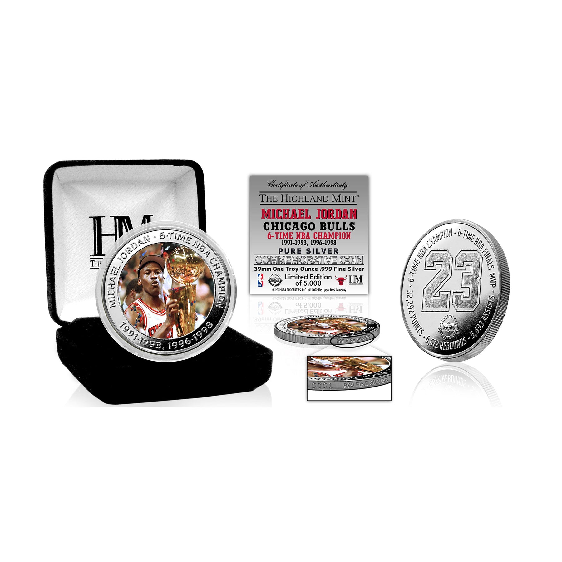 MICHAEL JORDAN 6-Time NBA Champion 1oz .999 Silver Coin in Gift Box