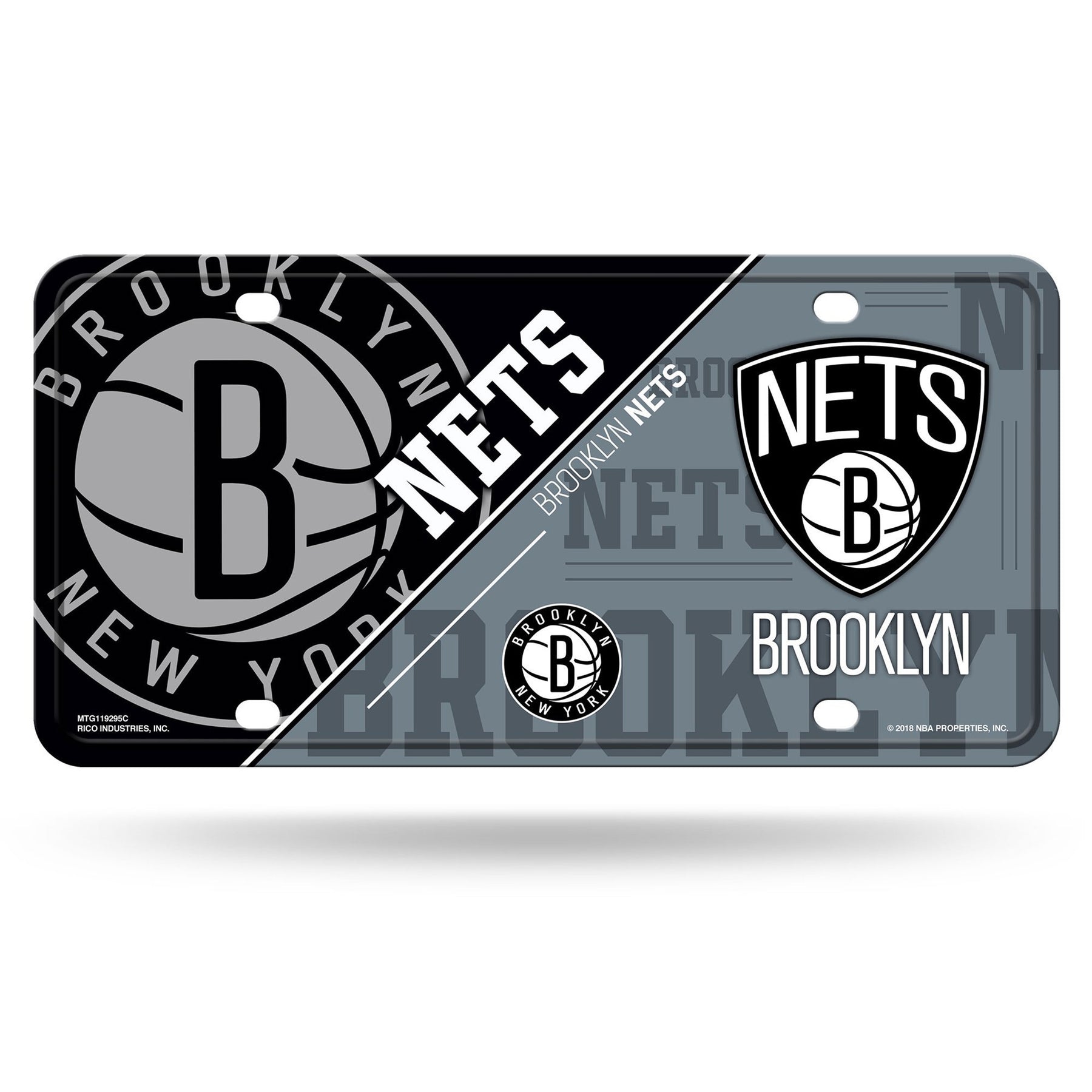 Brooklyn Nets Split Design Metal License Plate