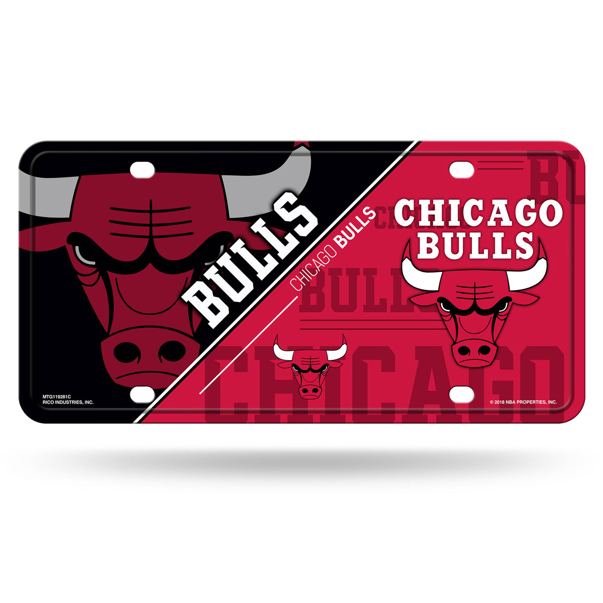 Chicago Bulls Split Design Metal License Plate