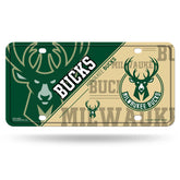 Milwaukee Bucks Split Design Metal License Plate