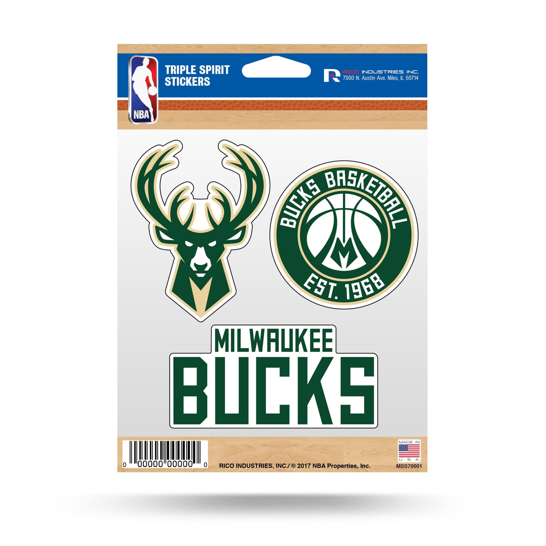 Milwaukee Bucks Triple Spirit Stickers