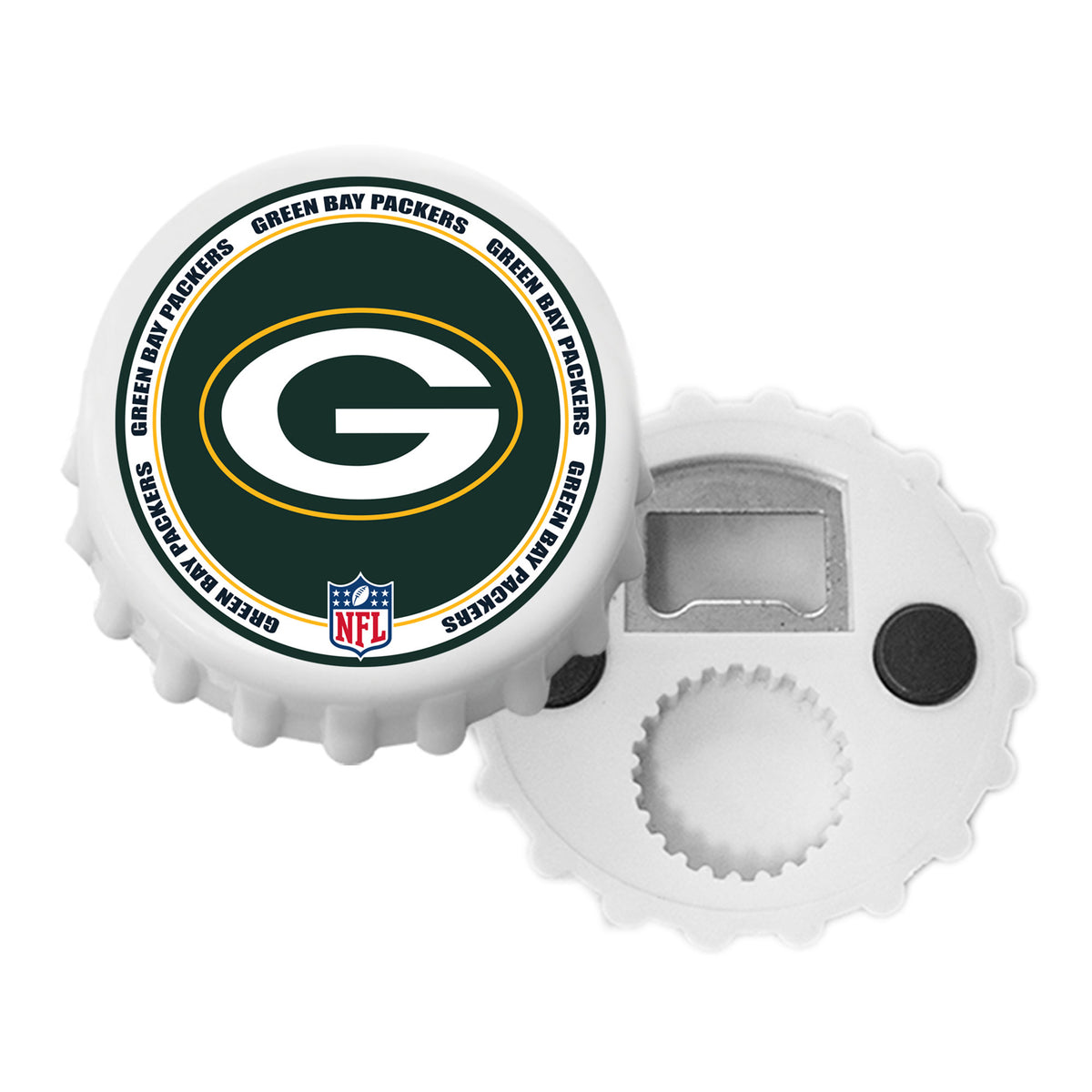 Green Bay Packers White Magnetic Bottle Cap Opener