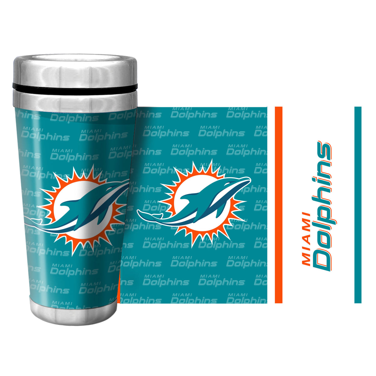 Miami Dolphins Full Wrap Travel Mug (500ml/16oz.)