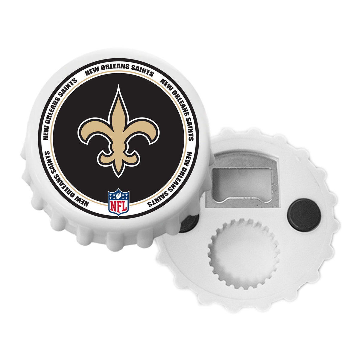 New Orleans Saints White Magnetic Bottle Cap Opener
