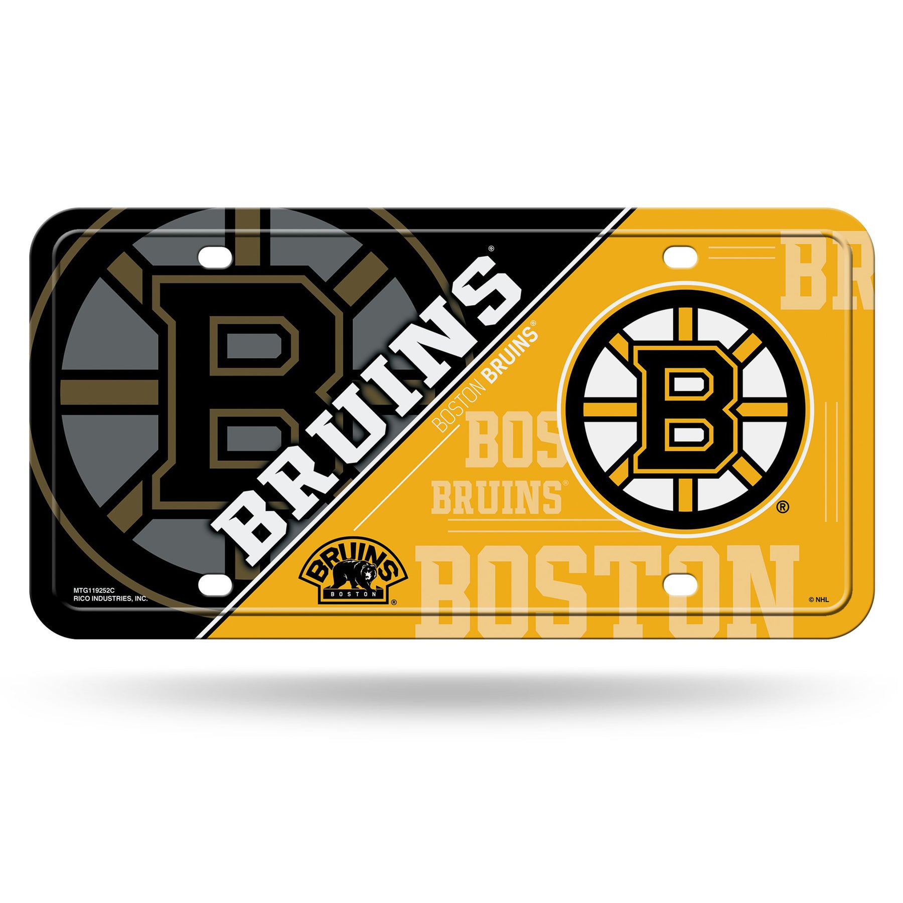 Boston Bruins Split Design Metal License Plate