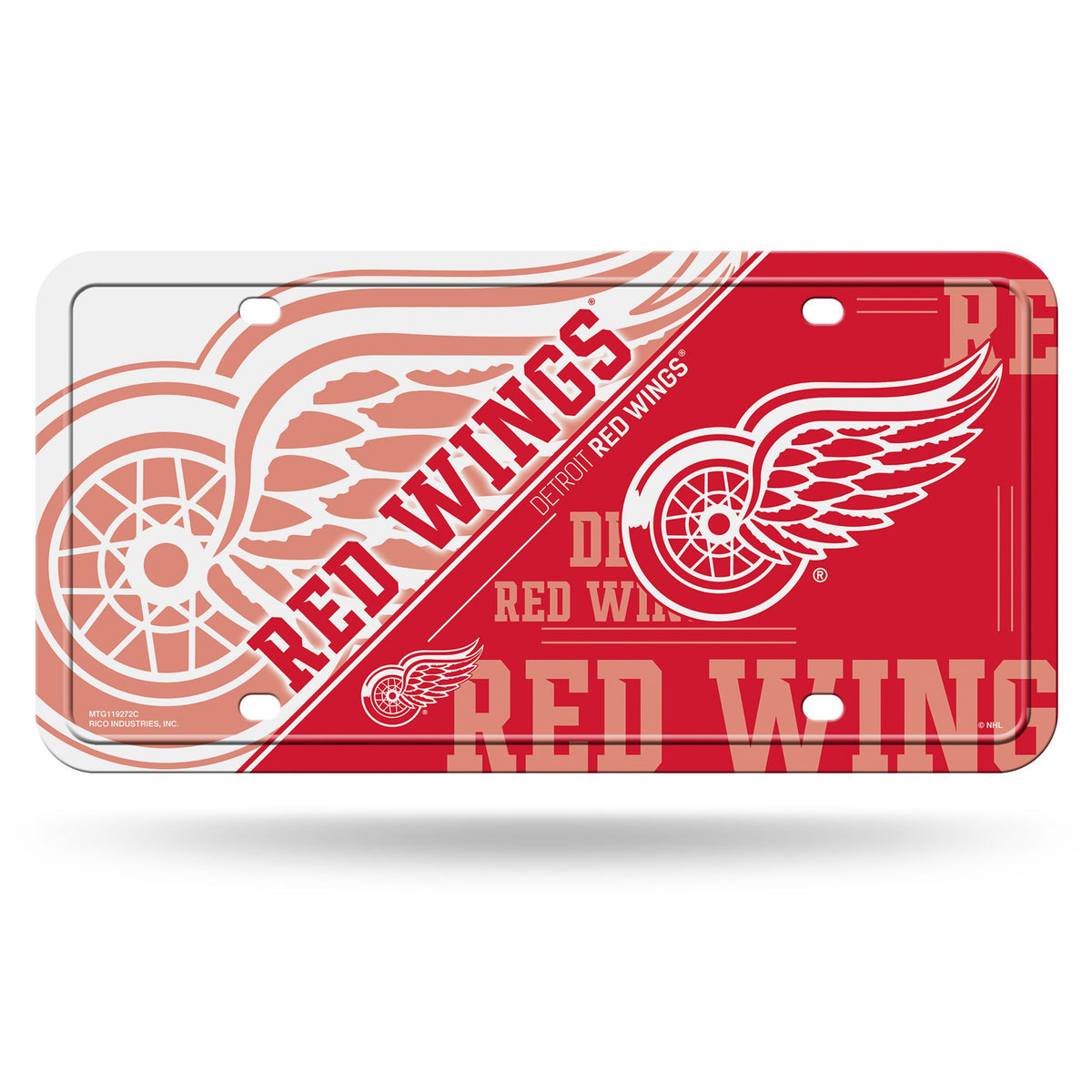 Detroit Red Wings Split Design Metal License Plate