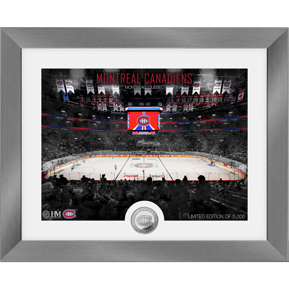 Montreal Canadians Art Deco Stadium Silver Coin in Framed Photo