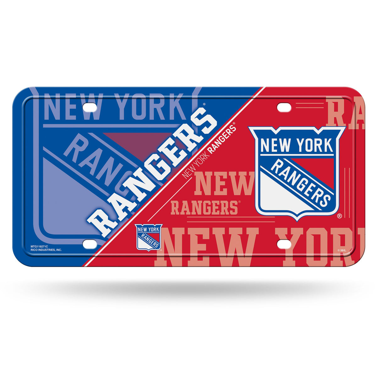New York Rangers Split Design Metal License Plate