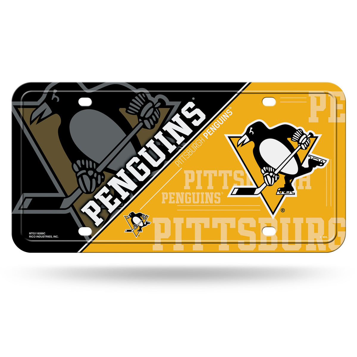 Pittsburgh Penguins Split Design Metal License Plate
