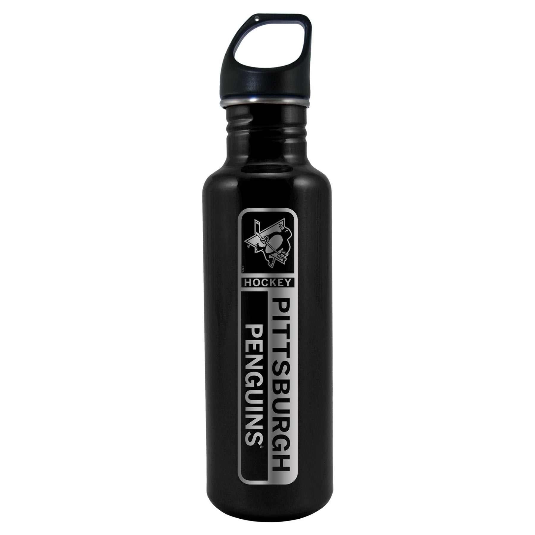 Pittsburgh Penguins Lasered Black Stainless Steel Water Bottle (750ml/26oz.)
