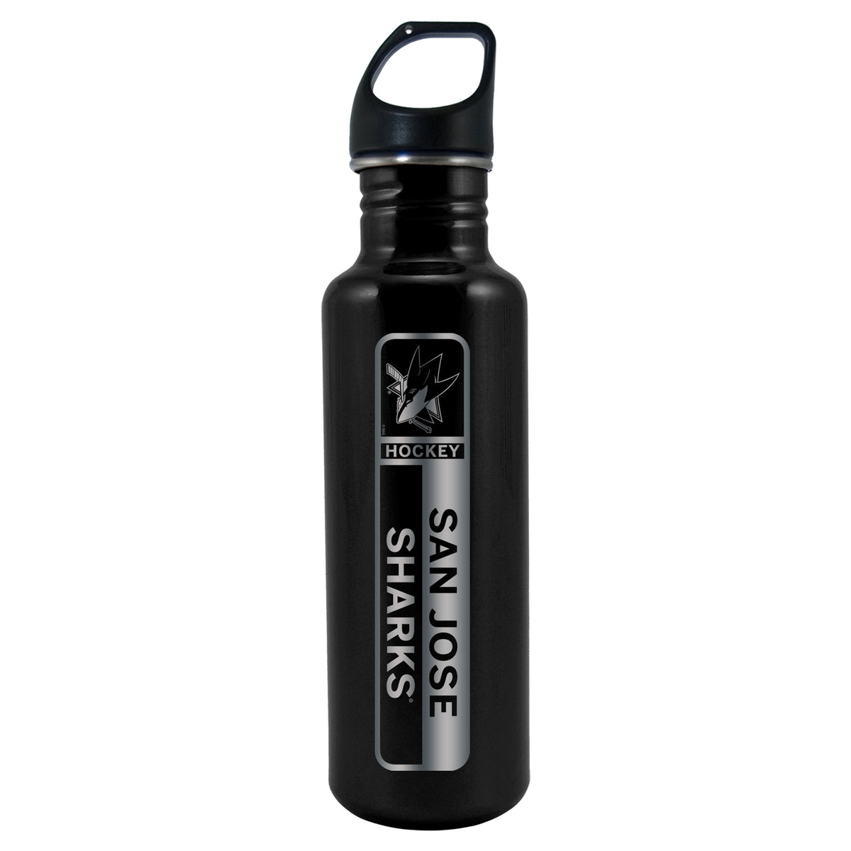 San Jose Sharks Lasered Black Stainless Steel Water Bottle (750ml/26oz.)