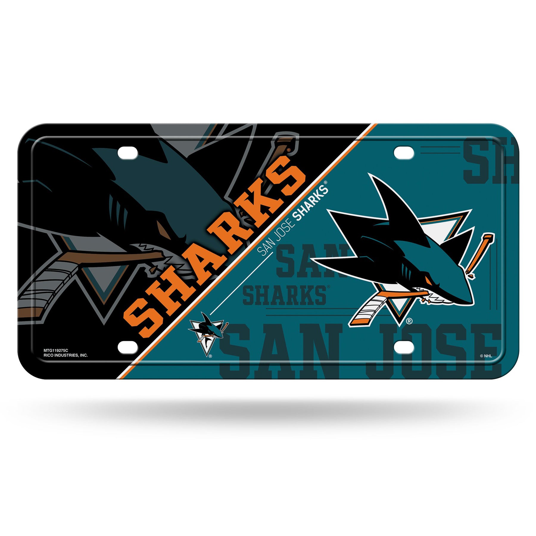 San Jose Sharks Split Design Metal License Plate