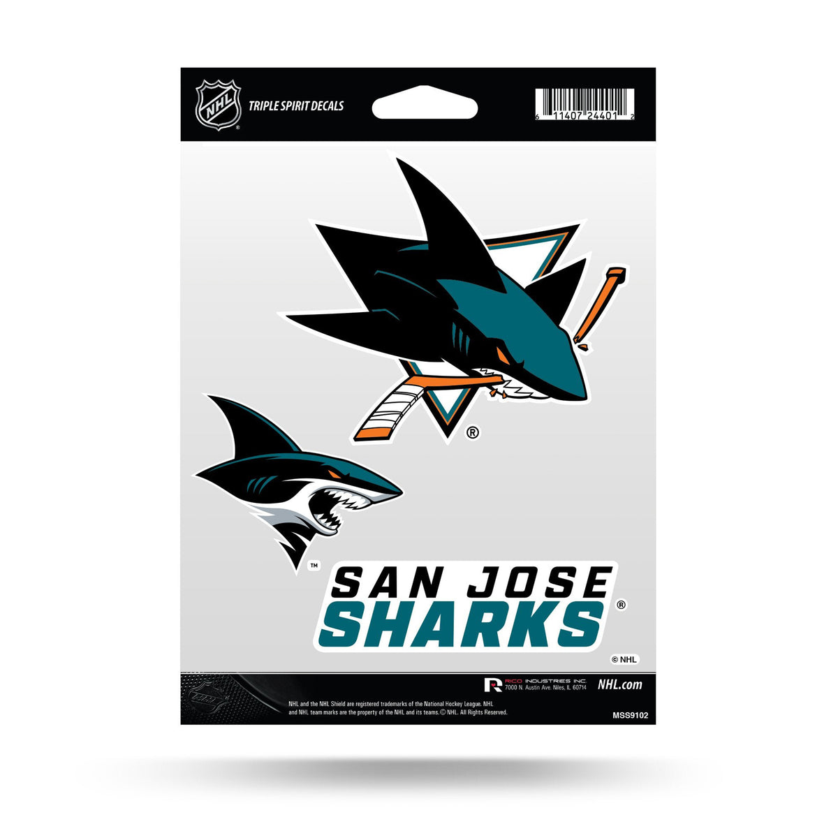 San Jose Sharks Triple Spirit Stickers