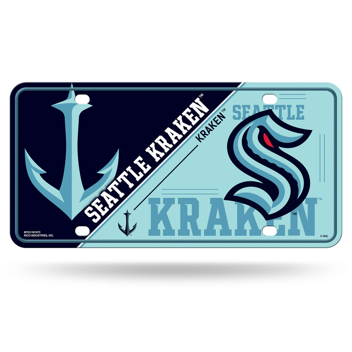 Seattle Kraken Split Design Metal License Plate