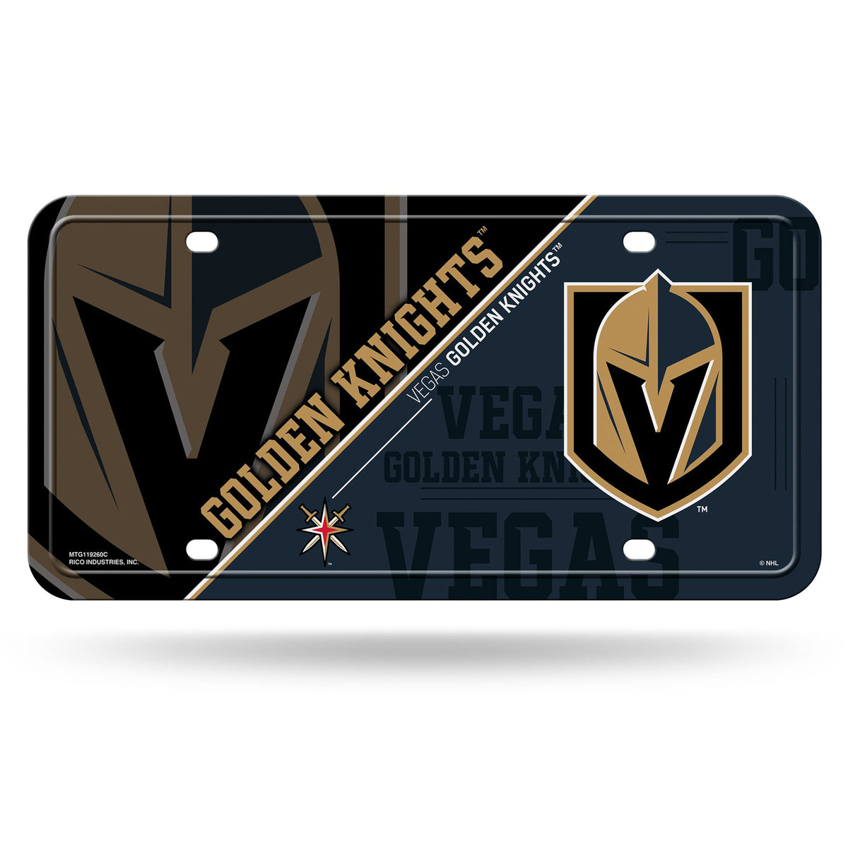 Vegas Golden Knights Split Design Metal License Plate