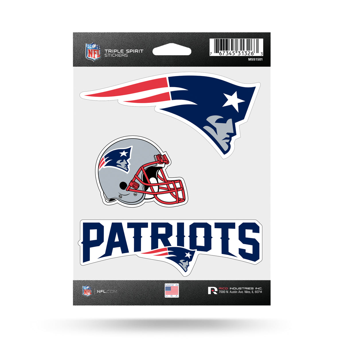 New England Patriots Triple Spirit Stickers
