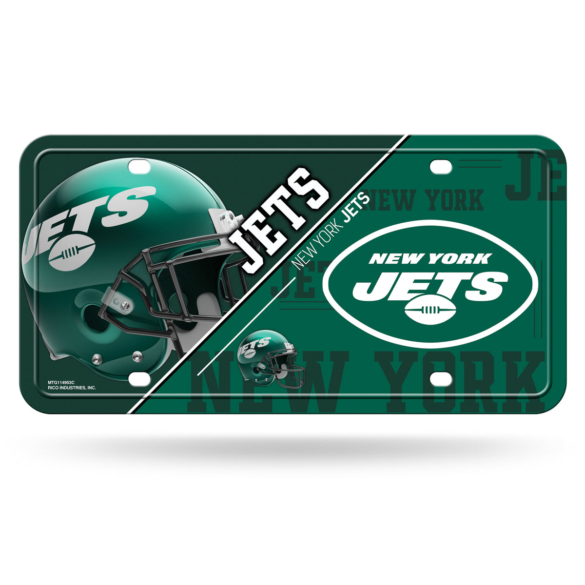 New York Jets Split Design Metal License Plate