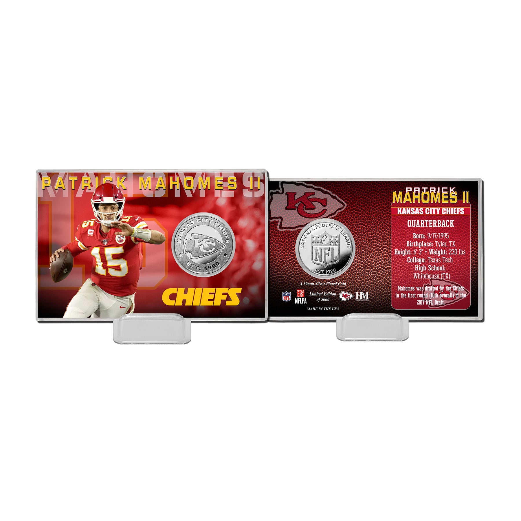 Patrick Mahomes (Chiefs) Player Silver Mint Coin in Presentation Display