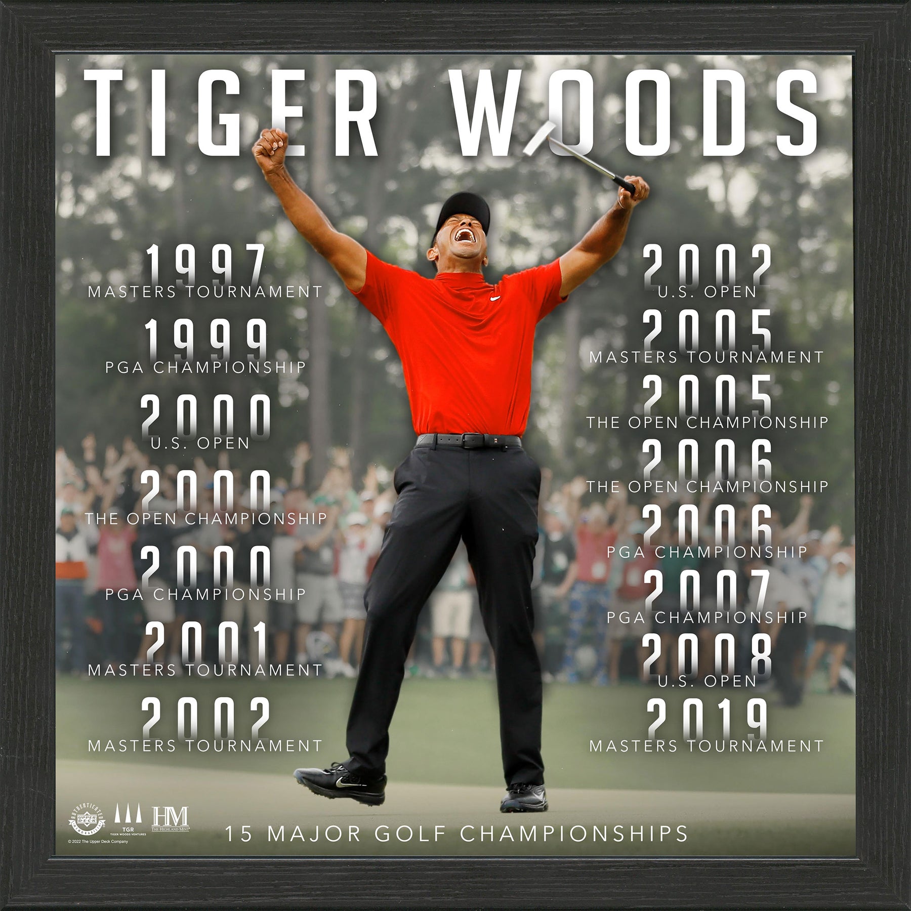 TIGER WOODS Championship History Impact Frame