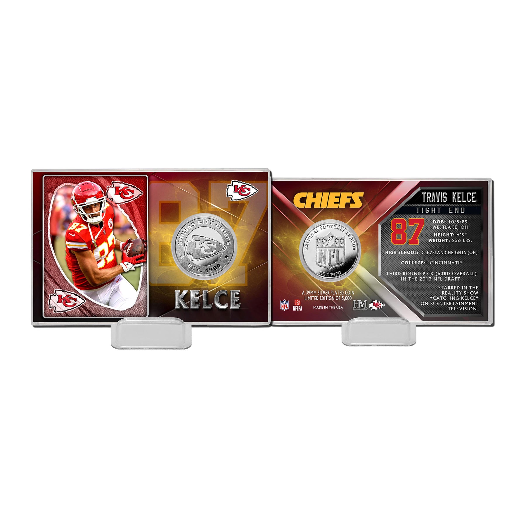 Travis Kelce (Chiefs) Player Silver Mint Coin in Presentation Display