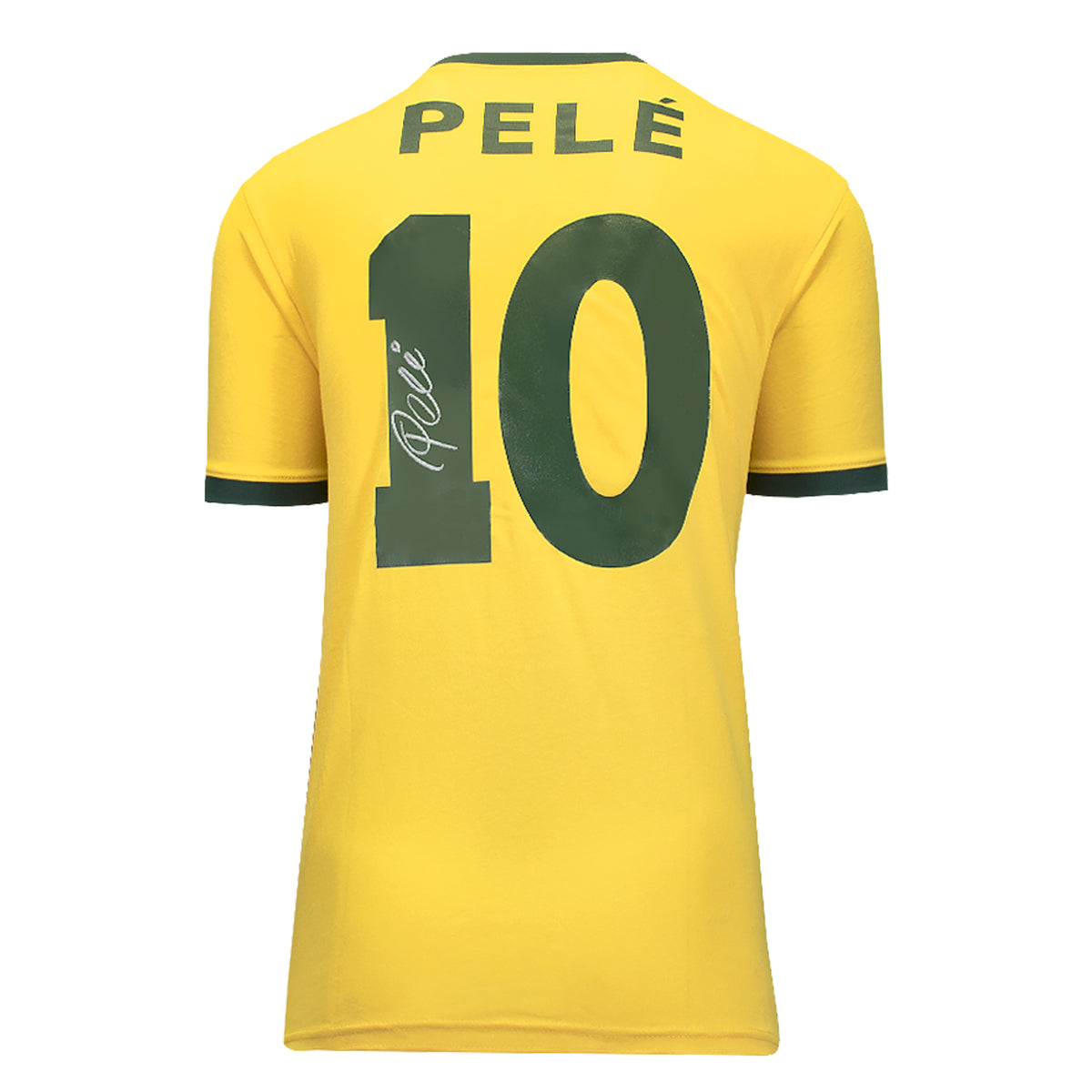 Pele Brazil Retro Home Shirt With Back Signed